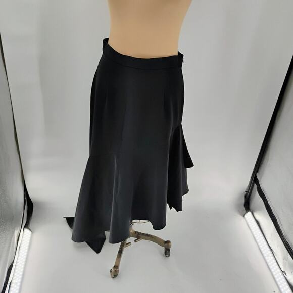 MILLY Asymmetrical Charlotte Skirt in Black - Size 8 - Picture 11 of 13